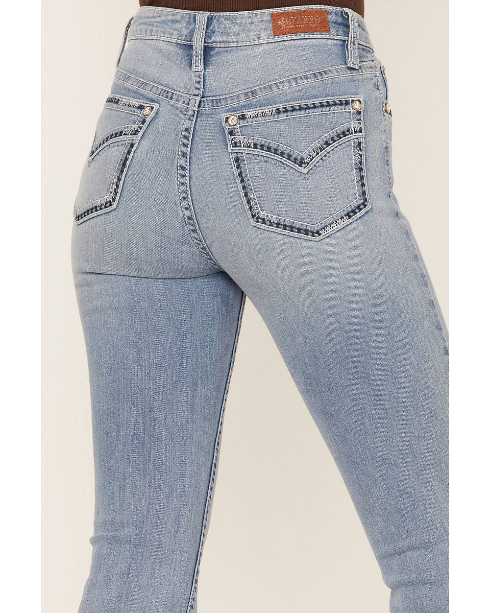 Women's Light Wash Mid Rise Bootcut Stretch Denim Jeans – Shyanne