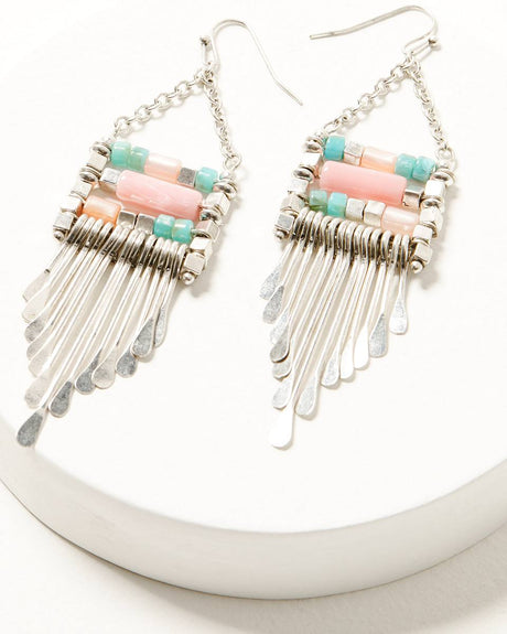 Women's Bead Metal Fringe Drop Earrings