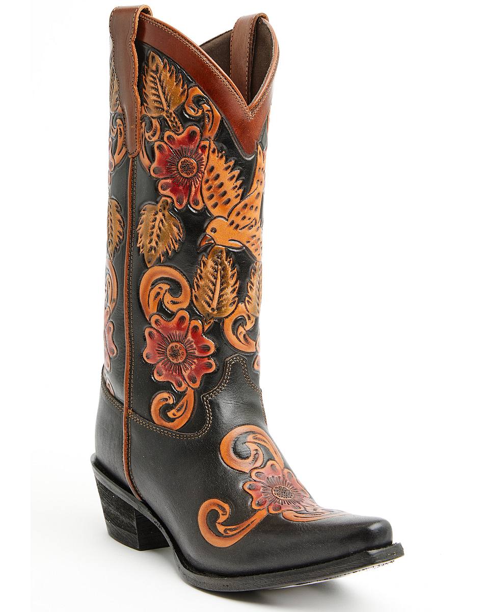 Women's Aleena Tooled Floral Western Boots - Snip Toe – Shyanne
