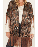 Women's Nicks Burnout Paisley Print Fringe Kimono